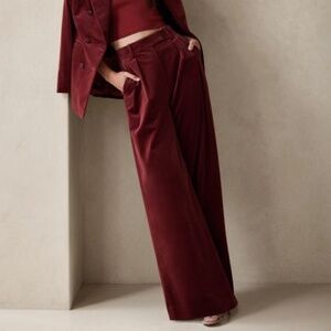 Banana Republic Veluro Relaxed Velvet Pant | Wide Leg Trouser